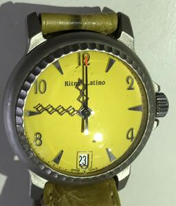 361-0223 Ritmo Latino リトモラティーノ 腕時計 革ベルト イエロー 電池切れ 動作未確認