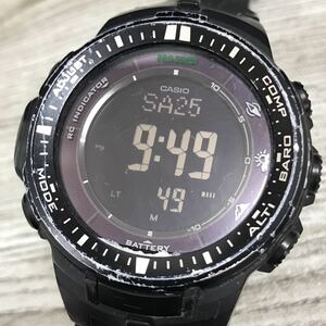 387-0201 稼働品 CASIO カシオ PROTREK プロトレック PRW-3000 タフソーラー メンズ腕時計 ラバーベルト 黒