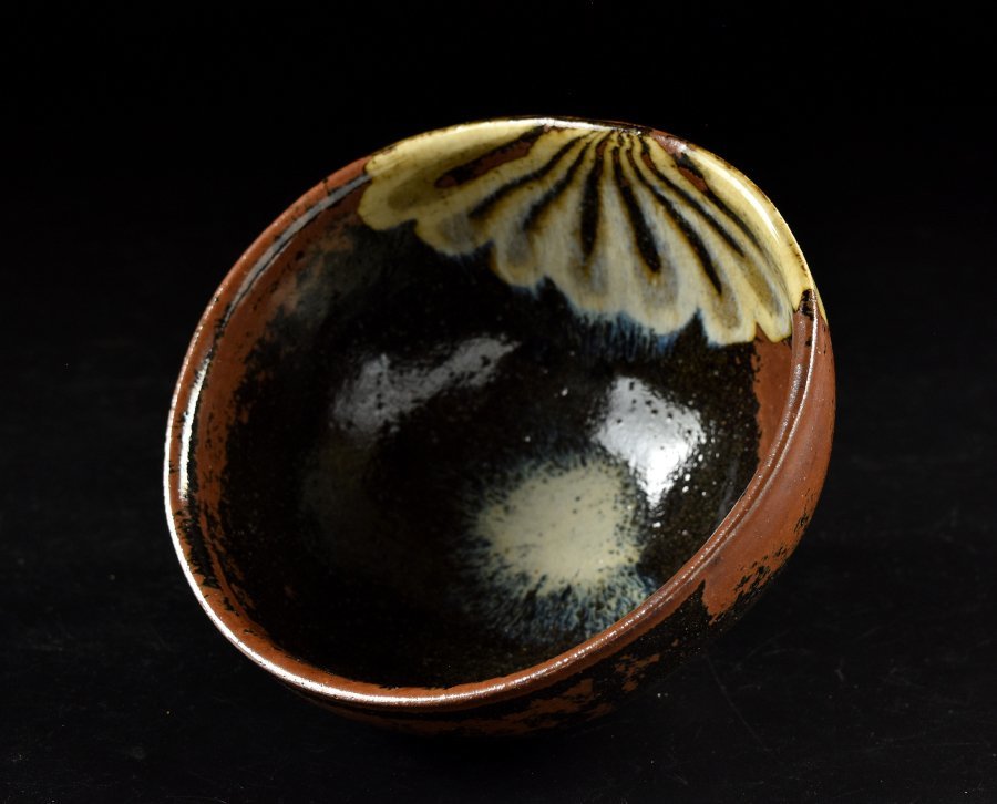 蔵c8875b】上田恒次 木野皿山窯 練上鶉手 茶碗 - greatriverarts.com