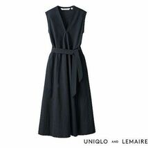 即決 新品 UNIQLO AND LEMAIRE シアサッカーワンピース(ノースリーブ)＋E 黒 Mサイズ ユニクロアンドルメール コラボ ユニクロU ロング_画像1