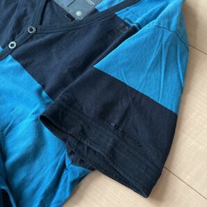 美品 半袖 G-STAR RAW Tシャツ メンズ M ジースター シャツ Vネック ボーダー 青の画像9
