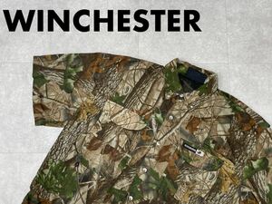 ☆送料無料☆ WINCHESTER USA直輸入 古着 半袖 ツリーカモ ボタンダウン シャツ REALTREE hardwoods メンズ 大きいサイズ トップス 中古