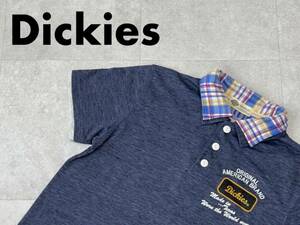 ☆送料無料☆ Dickies ディッキーズ 古着 半袖 レイヤード風 ポロシャツ メンズ M ネイビー トップス 中古 即決