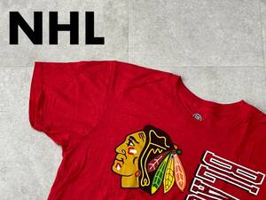 ☆送料無料☆ NHL USA直輸入 古着 半袖 Chicago Blackhawks シカゴ・ブラックホークス Tシャツ メンズ M レッド トップス 中古 即決