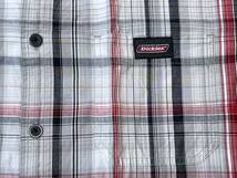 ☆送料無料☆ GENUINE Dickies ジェニュイン ディッキーズ USA直輸入 古着 半袖 チェック シャツ メンズ L グレー トップス 中古 即決_画像5