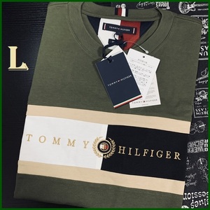 ★完売・再入手不可能★　ICON INSERT TEE ロゴ刺繍　カーキ　Lサイズ　TOMMY HILFIGER #ngTOMMY