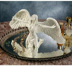 空を仰ぎ見る 祈りの天使 大理石風彫刻 彫像/ カトリック教会 祭壇 洗礼 福音 聖霊 聖書（輸入品