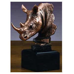 サイ（犀） 頭部 ブロンズ風 胸像 彫像 彫刻/ Rhino Statue/ サバンナ 熱帯雨林 絶滅危惧（輸入品