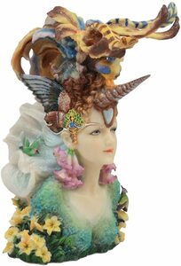 海辺の装飾女性（ユニコーン）胸像 高さ 約20ｃｍ ジョセフィン作 マーメイド・フェアリー置物 彫像 彫刻（輸入品）