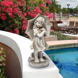 サン・シャワー 傘をさした女の子 スザンナの彫像 彫刻置物/ガーデン庭園 芝生 園芸（輸入品）
