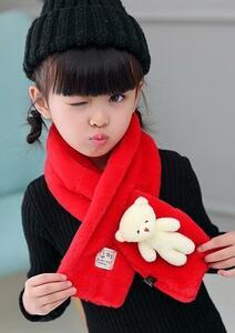  lovely bear Chan . attaching for children muffler ( red ) KM-02