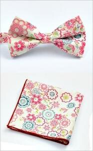  lovely floral print. pocket square attaching. butterfly necktie TBC-m236