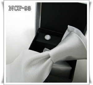 紳士用の冠婚葬祭用ネクタイ＆ポケットチーフ＆カフス釦セット　NCP-93