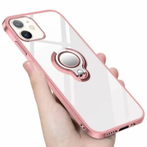 iphone 12 mini ケース リング クリア tpu 透明 リング付き シリコン メッキ加工 スリム 薄型 5.4インチ