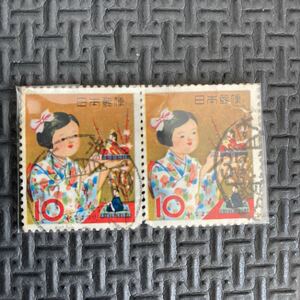 * used . season. event series .....2 pieces set 10 jpy stamp 1962 year Showa era 37 year 