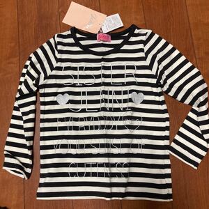 JENNI・ジェニィ・ストレッチ・長袖Tシャツ・ブラック×ホワイト・100・定価3570円