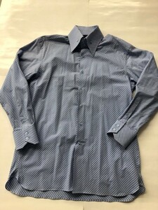 ☆即決*USED【P.S.FA】メンズ 長袖シャツ*カッターシャツ*水色×白チェック*日本製*42-86サイズ☆