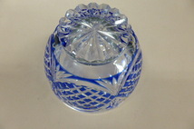薩摩切子　カメイガラス　ガラス切子　小付鉢　小鉢　皿　ガラス工芸　藍被硝子　直径6cm　高さ8.5cm　②_画像6