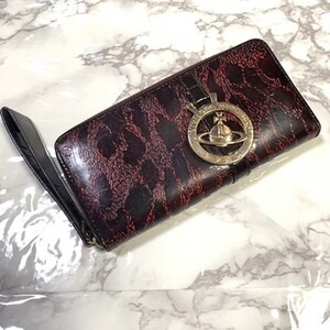 ヴィヴィアンウエストウッド 長財布 レッド ゴールド ラウンドファスナー Vivienne Westwood #B159