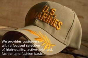 U.S.MARINES キャップ 帽子 メンズ 刺繍 7998816 9009978 I-3 BEIGE ベージュ 新品 1円 スタート