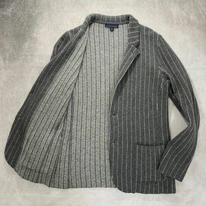 【ラルディーニ/LARDINI】パイル調ウール ニットジャケット 起毛素材 ストライプ イタリア製 メンズ スーツ 通年 (M グレー)
