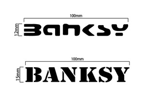 自作カッティングステッカー バンクシー / BANKSY ロゴ 2点セット 1.5×12cm / 1.2×10cm 特大サイズ 壁紙サイズご相談下さい[C-566]