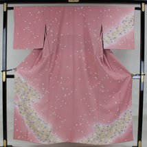 [Yy]訪問着　154cm　サンゴ色系桜花びら柄　AB5823　_画像1