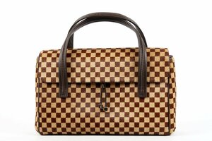 【新品同様・未使用】LOUIS VUITTON ヴィトン ダミエ ソバージュ ライオン ハラコ ハンドバッグ ブランド鞄【MA23】