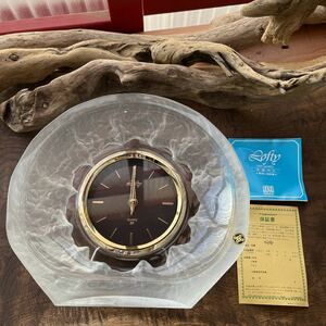 昭和レトロ　保谷クリスタル　水晶時計　ガラス置き時計【未使用品】