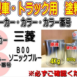 (在庫あり)エコフリート指定色 三菱 B00 ソニックブルー 硬化剤・シンナー付 調色品 小分け トラック用 大型車用 全国送料無料 補修
