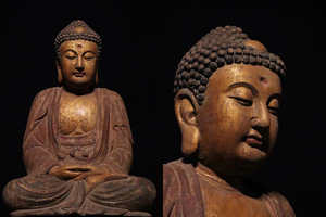 ◆蔵出し・時代物◆AY927 明代 釈迦牟尼造像 楠木彫 仏像 超絶技巧 仏教美術・廃寺買取