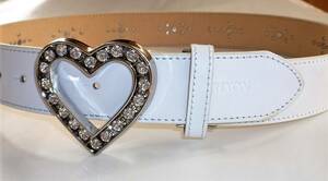 SRIXON Srixon lady's belt Stone attaching Heart type buckle width 40mm white group belt 