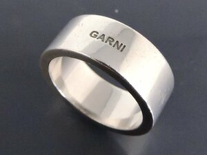 正規品 GARNI ガルニ シルバー 銀製 指輪 リング 平打ち ロゴデザイン 幅約8㎜ 13号