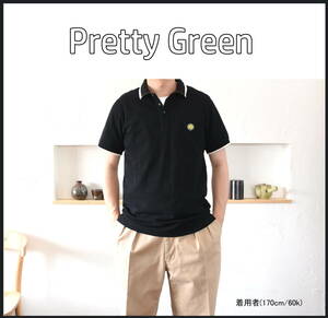 Pretty Green ロゴワッペン鹿の子生地のポロシャツ(sizeS)　プリティグリーン