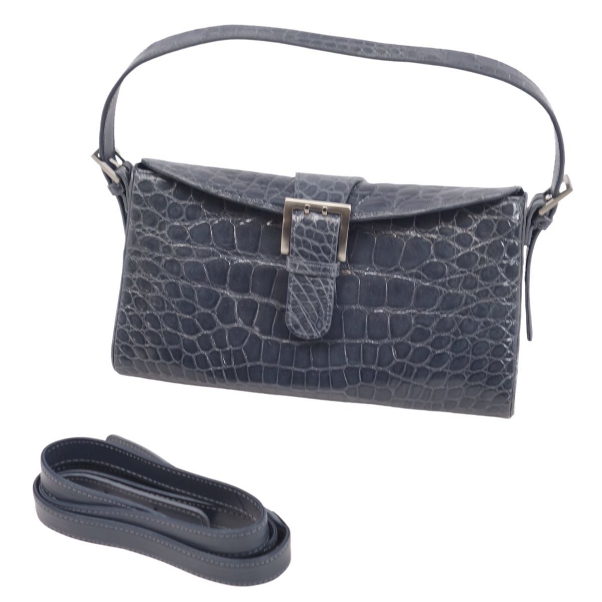 美品 クロコダイル CROCODILE バッグ ハンドバッグ シャイニークロコ