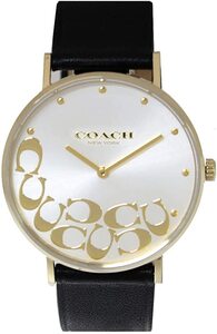 COACH コーチ PERRY ペリー 36MM シグネチャー シルバーダイアル ブラックレザーストラップ 14503801 クォーツ ユニセックスサイズ