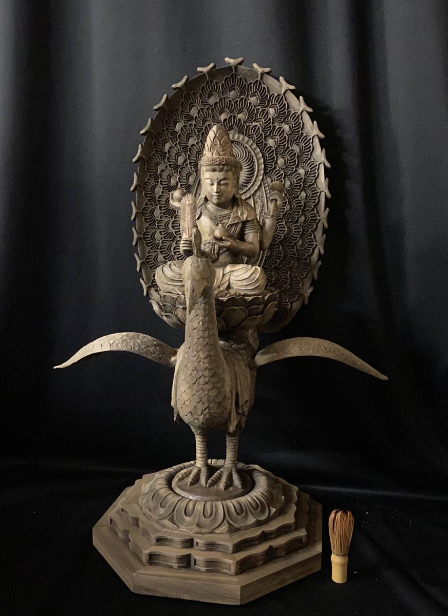 新作 特大高56cm 井波彫刻 彩金 切金 香樟材 木彫仏教 仏師で仕上げ品 