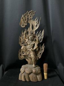 大型55cm 井波彫刻　 仏教工芸品　木彫仏教　精密彫刻 仏師で仕上げ品　蔵王権現立像