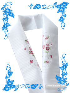 【和の志】夏の洗える着物に◇日本製夏物刺繍半衿◇ピンク系・桔梗・小花柄◇PRSH_154