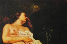 ギュスターヴ・クールベ、【眠るブロンドの女】、希少な額装用画集より、状態良好、新品額装付、Gustave Courbet_画像2