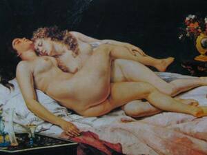 ギュスターヴ・クールベ、【睡り】、希少な額装用画集より、状態良好、新品額装付、Gustave Courbet