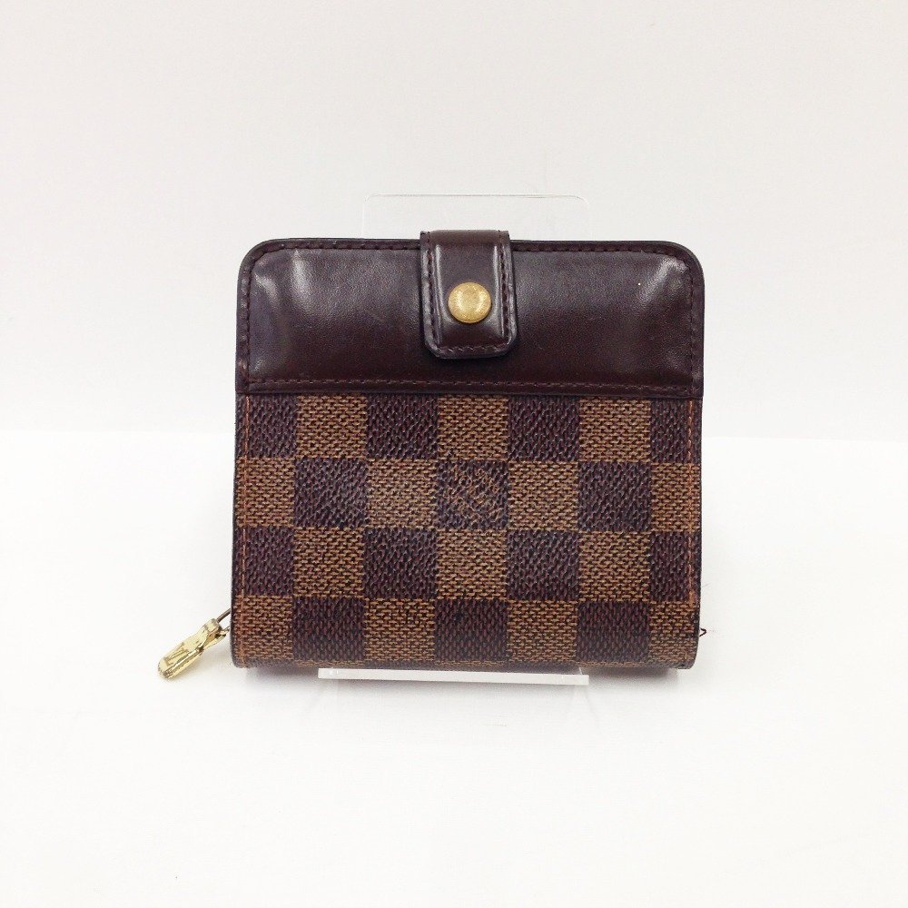 LOUIS VUITTON◇ポルト・モネ・ビエトレゾール_ダミエ・エベヌ_BRW/PVC ...
