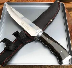 G51 コロンビアナイフ　高品質シースナイフ　黒檀調高級ウッドハンドル