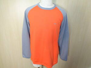 b480◆NIKE プルオーバー ジャージ トップス◆ナイキ Men's Lサイズ オレンジ×グレー ポリ素材 ストレッチ入り スポーツウェア 4F