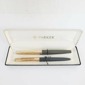 【C】　PARKER　パーカー　61　1/10 12K G.F　ボールペン　万年筆　2本セット　ケース付き　筆記用具