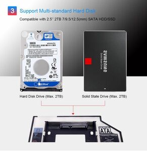 新品即決■光学ドライブ 9.5mm対応ウルトラスリムをSATA2.5HDDに変換 セカンドHDDアダプター