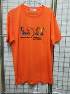 J188/ スヌーピー ピーナッツ 半袖 Tシャツ メンズ フレンズ柄 ハニカムメッシュ 濃いオレンジLL