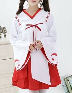 2035 巫女 かわいい ミニ丈 和服 紅白 衣装 コスプレ コスチューム ハロウィーン