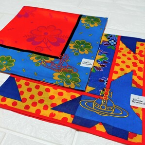 新品2枚組★VivienneWestwoodハンカチ★ヴィヴィアンウエストウッド★星華★エスニック★カラフル★刺繍オーブ★