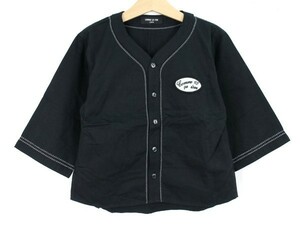 コムサイズム 長袖シャツ ロゴワッペン アウター 女の子用 120サイズ 黒 キッズ 子供服 COMME CA ISM